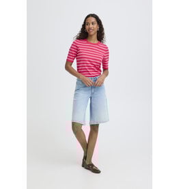 ICHI ICHI - Luls Short Sleeve Stripe Pullover (Fuschia / Pink)