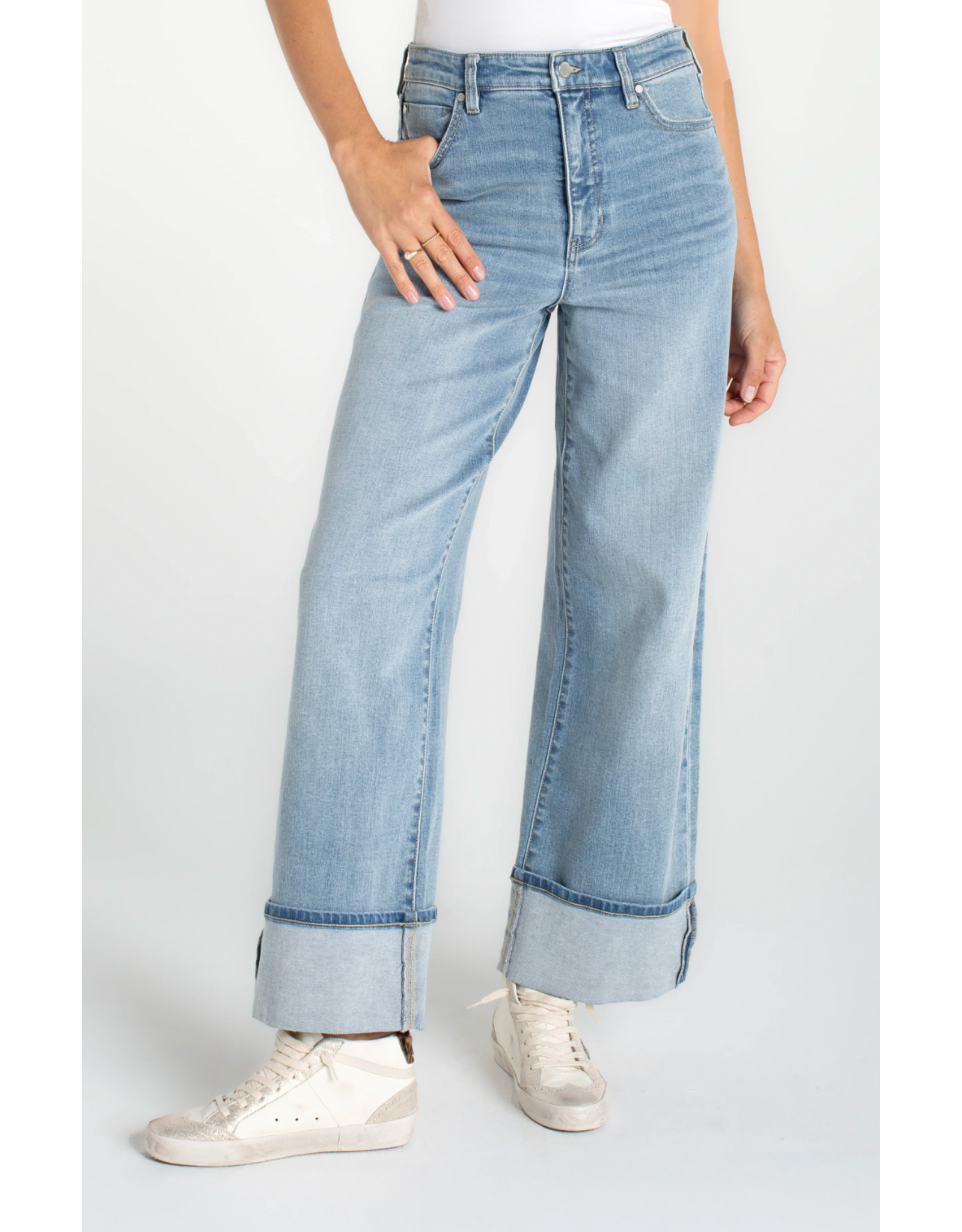 Liverpool Liverpool - Morgan Cuffed Crop Wide Leg W/trim (Rincon Beach)