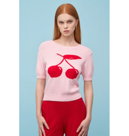 Astrid Astrid - Cherry Print Sweater (Light Pink)