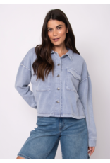 RD Style RD Style - Nara Denim Look French Terry Button Up Jacket (Ash Blue)