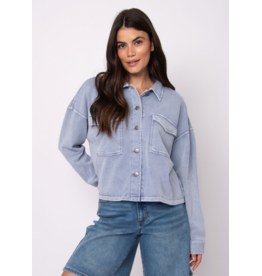 RD Style RD Style - Nara Denim Look French Terry Button Up Jacket (Ash Blue)