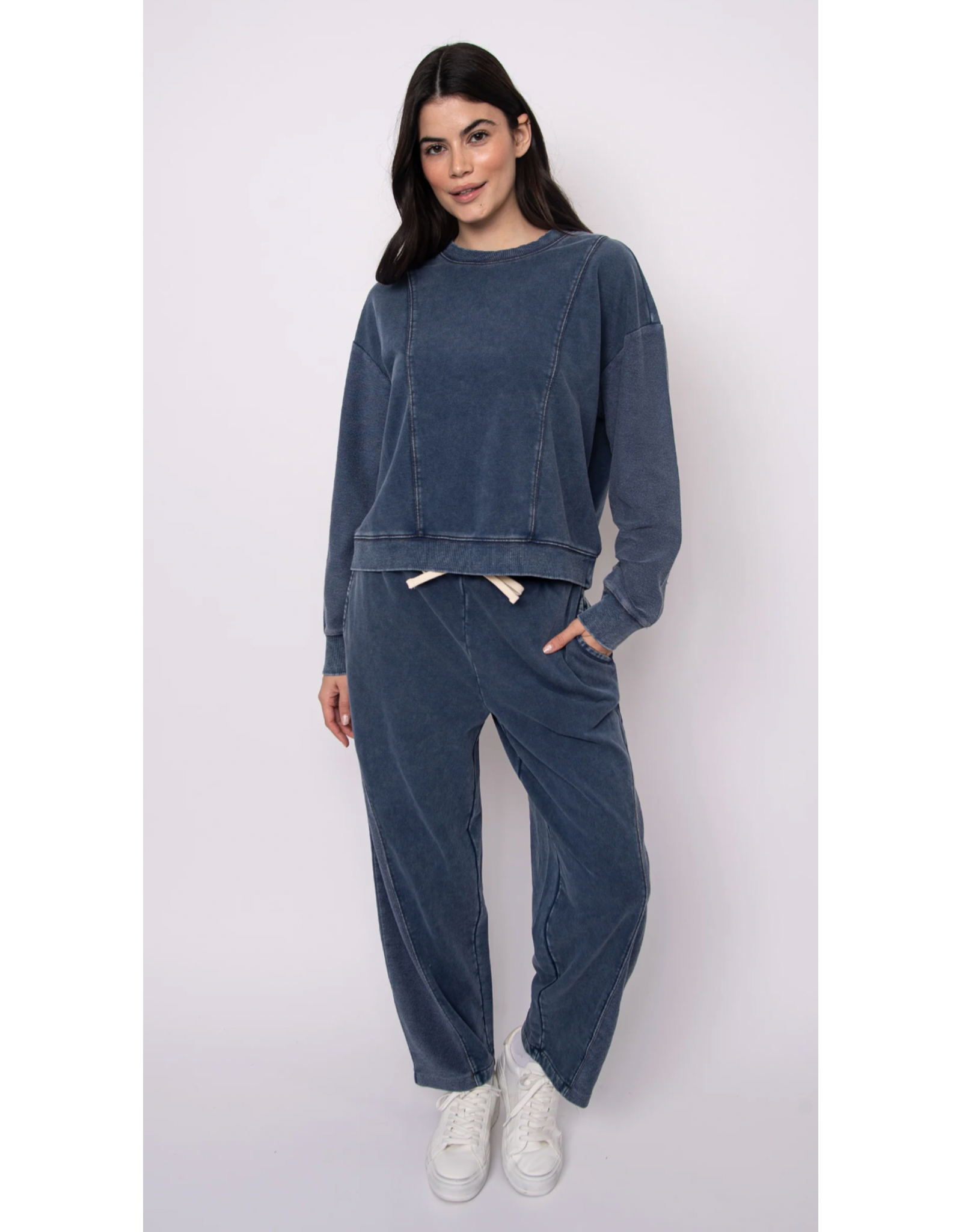 RD Style RD Style - Kacey  Denim Look French Terry Pullover (Denim Blue)