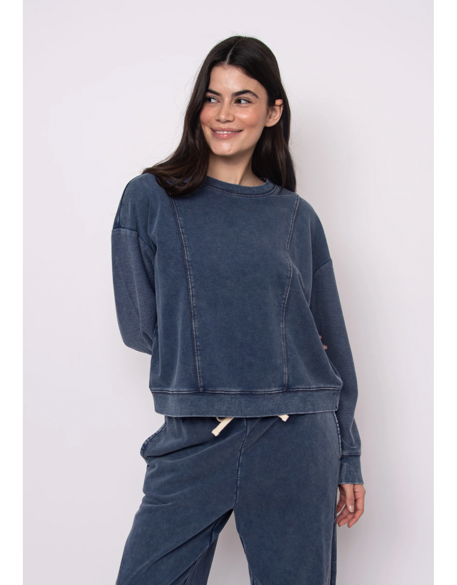 RD Style RD Style - Kacey  Denim Look French Terry Pullover (Denim Blue)