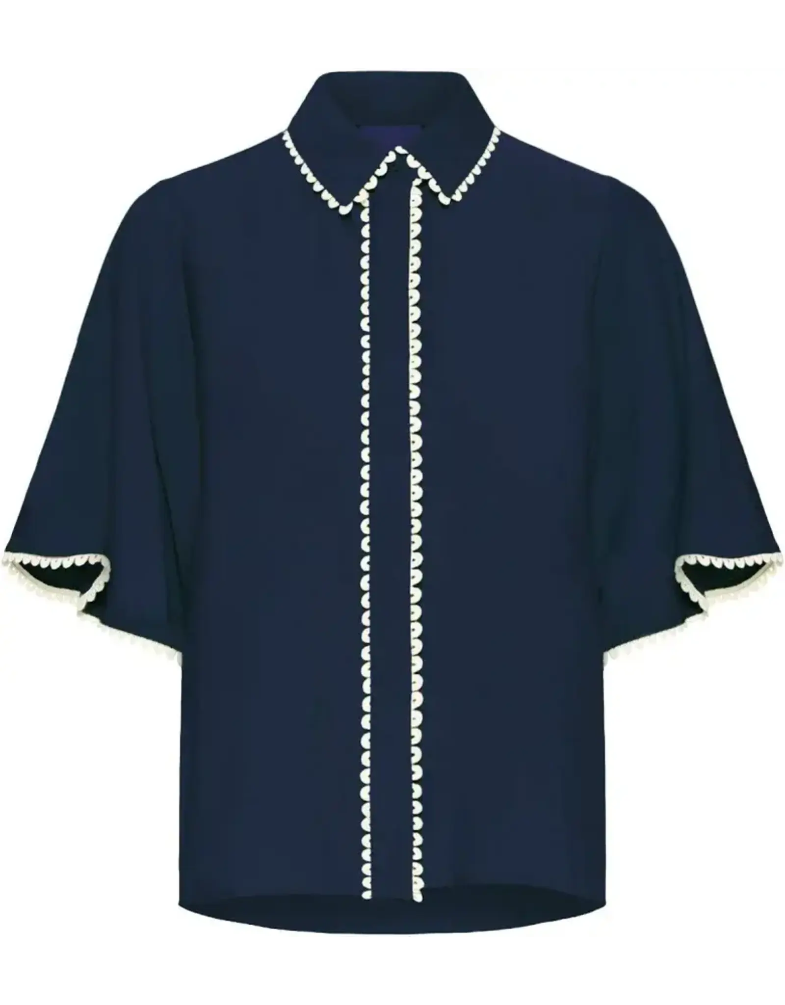 ICHI ICHI - Leni Short Sleeve Button Up (Total Eclipse)