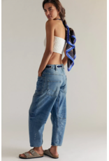 Free people Free People - Moxie Low Slung Pull on Barrel Jean (Timeless Blue)