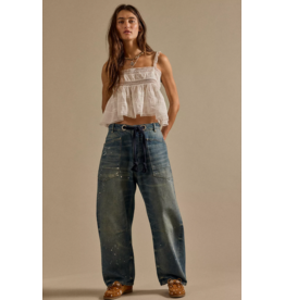 Free people Free People - Moxie Low Slung Pull on Barrel Jean (Timeless Blue)