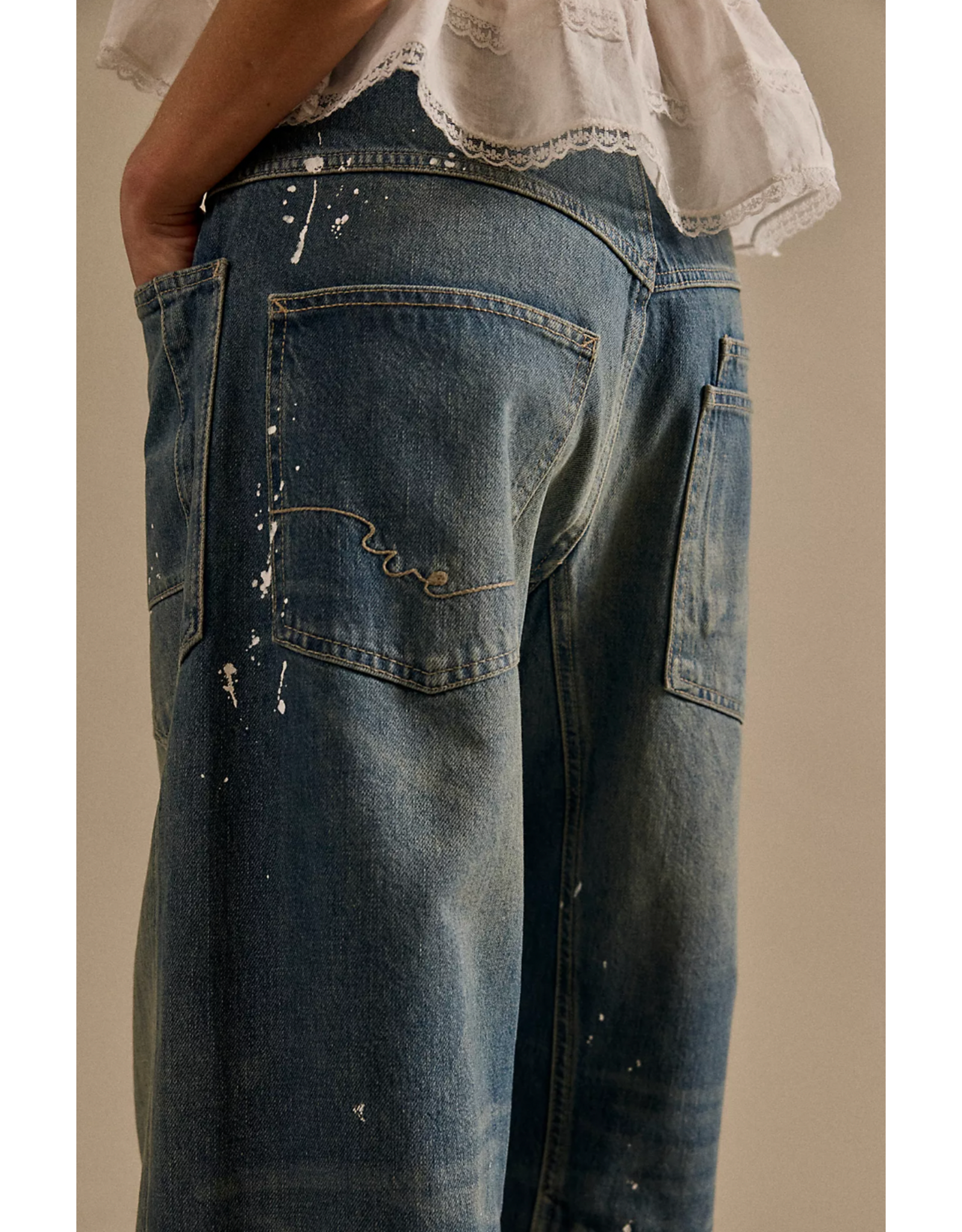 Free people Free People - Moxie Low Slung Pull on Barrel Jean (Timeless Blue)