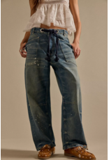 Free people Free People - Moxie Low Slung Pull on Barrel Jean (Timeless Blue)