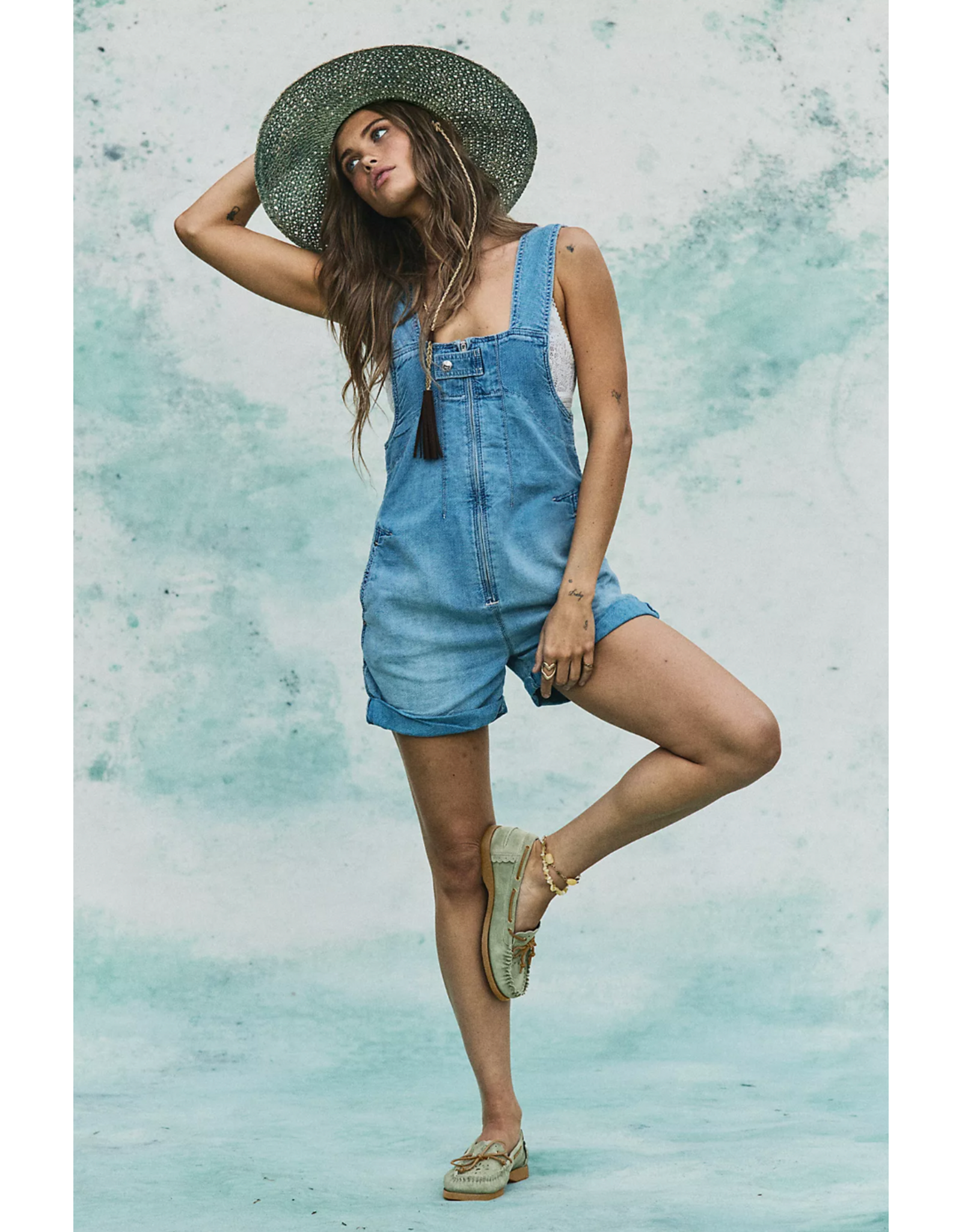 Free people Free People - Jude One Piece Shortalls (Light Indigo)