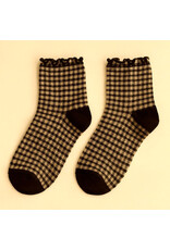 Pika & Bear Pika & Bear - "Lazy J" Waffle Gingham Ankle Socks with Ruffled Edge (3 pack)