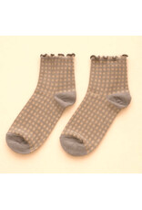 Pika & Bear Pika & Bear - "Lazy J" Waffle Gingham Ankle Socks with Ruffled Edge (3 pack)