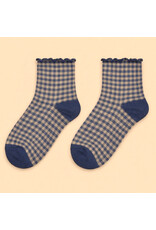 Pika & Bear Pika & Bear - "Lazy J" Waffle Gingham Ankle Socks with Ruffled Edge (3 pack)