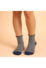 Pika & Bear Pika & Bear - "Lazy J" Waffle Gingham Ankle Socks with Ruffled Edge (3 pack)