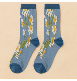 Pika & Bear Pika & Bear - "Bellis" Daisy Floral Applique and Pointelle Crew Sock