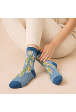 Pika & Bear Pika & Bear - "Bellis" Daisy Floral Applique and Pointelle Crew Sock