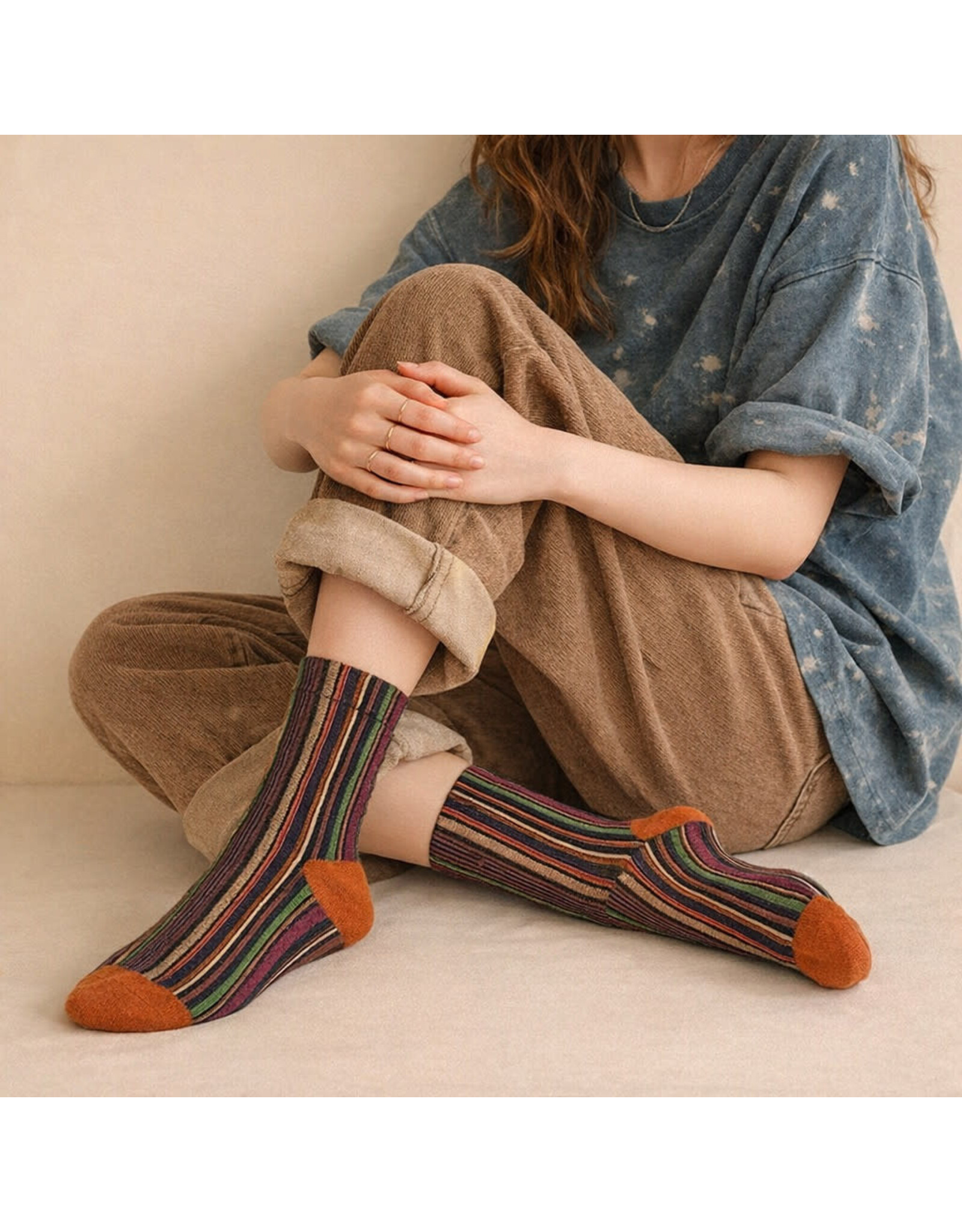 Pika & Bear Pika & Bear - "Notorious" Vertical Striped Crew Sock