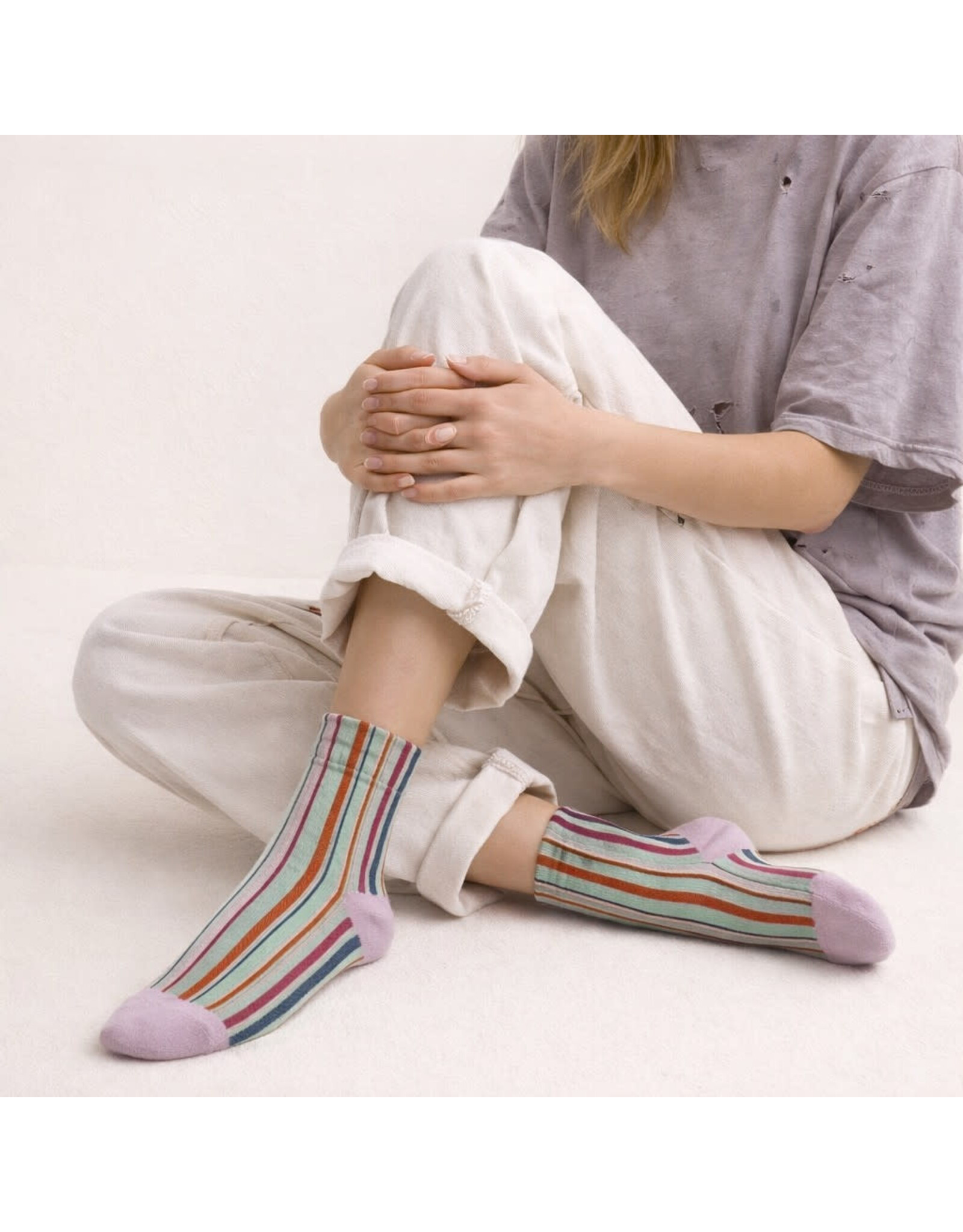 Pika & Bear Pika & Bear - "Notorious" Vertical Striped Crew Sock