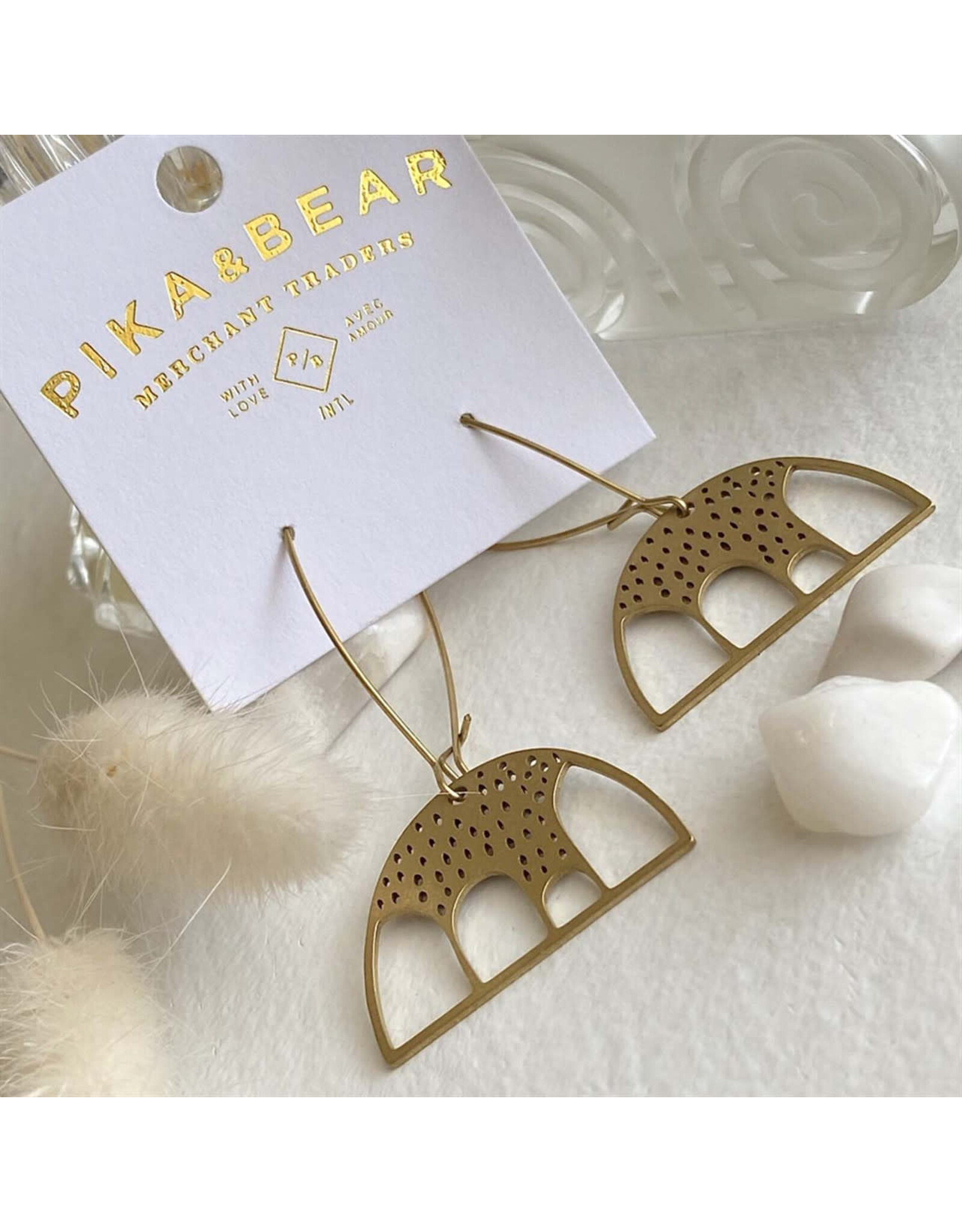 Pika & Bear Pika & Bear - "Beru" Raw Brass Dome Shaped Drop Earrings
