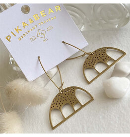 Pika & Bear Pika & Bear - "Beru" Raw Brass Dome Shaped Drop Earrings