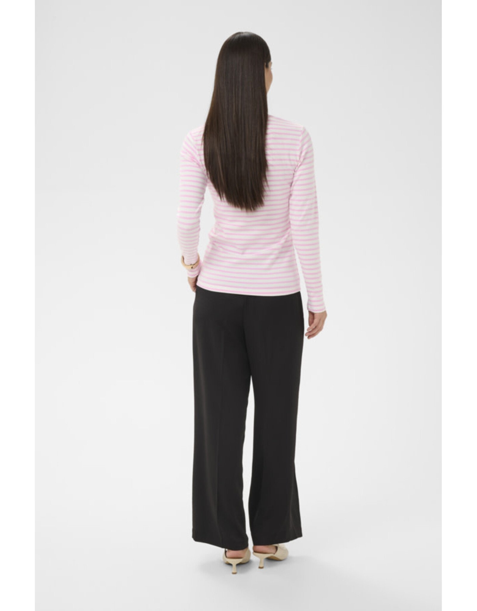 Kaffe Kaffe - Liddy Striped Long Sleeve Shirt (Chalk / Pink / Poppy)