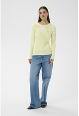 Kaffe Kaffe - Liddy Striped Long Sleeve Shirt (Chalk / Wild Lime)