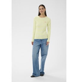 Kaffe Kaffe - Liddy Striped Long Sleeve Shirt (Chalk / Wild Lime)