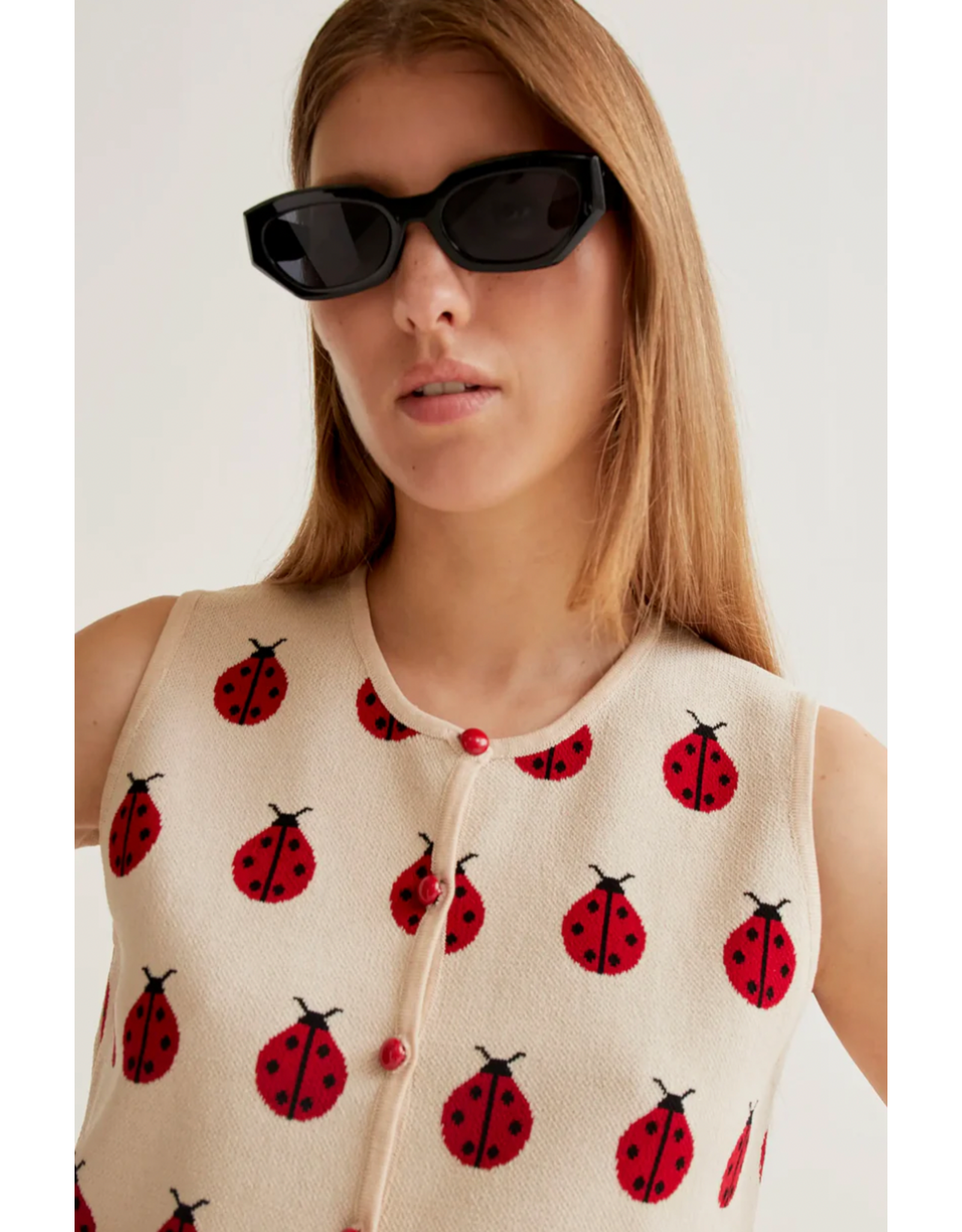 Compania Fantastica Compania Fantastica -  Ladybug Print Knit Vest Top