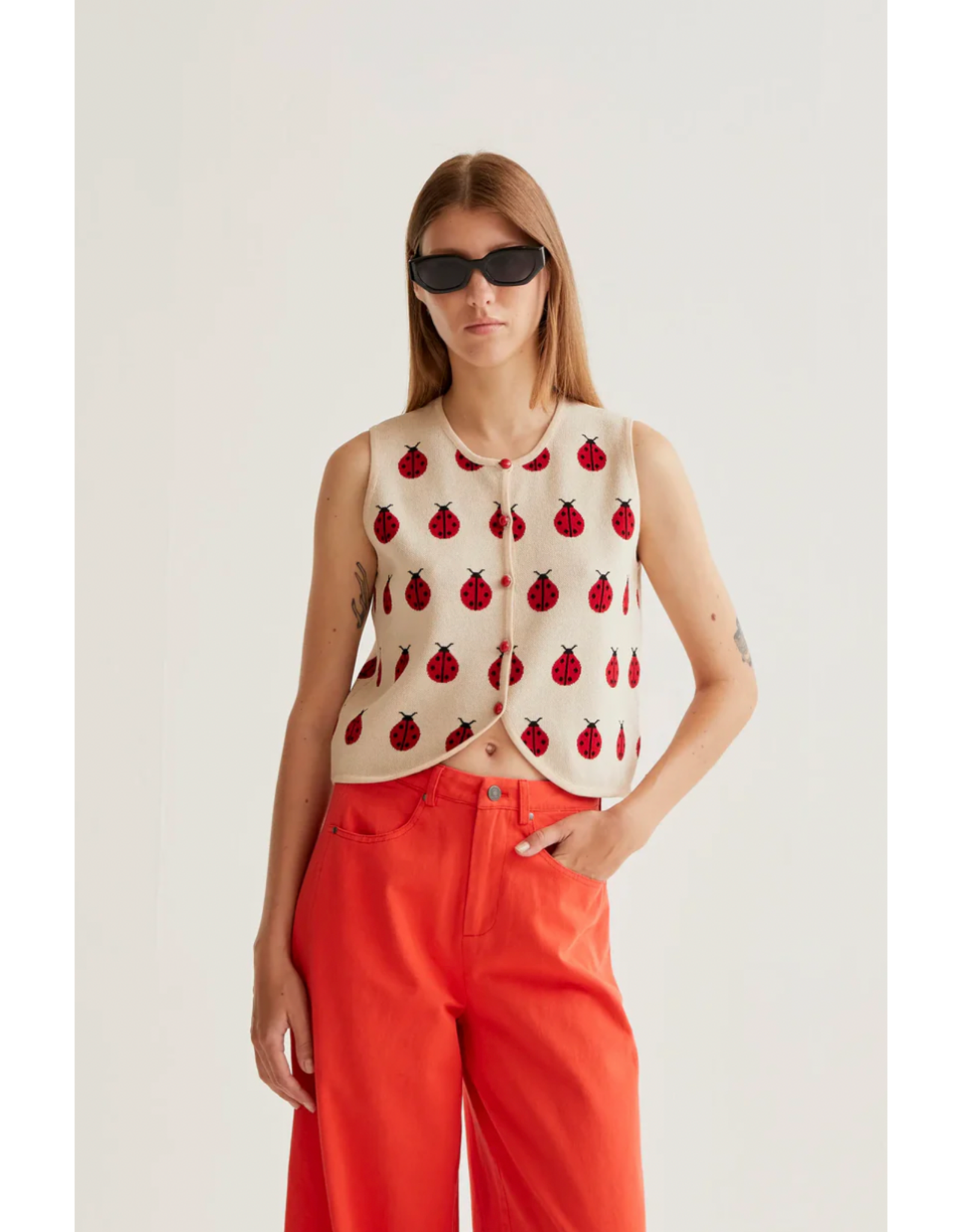 Compania Fantastica Compania Fantastica -  Ladybug Print Knit Vest Top