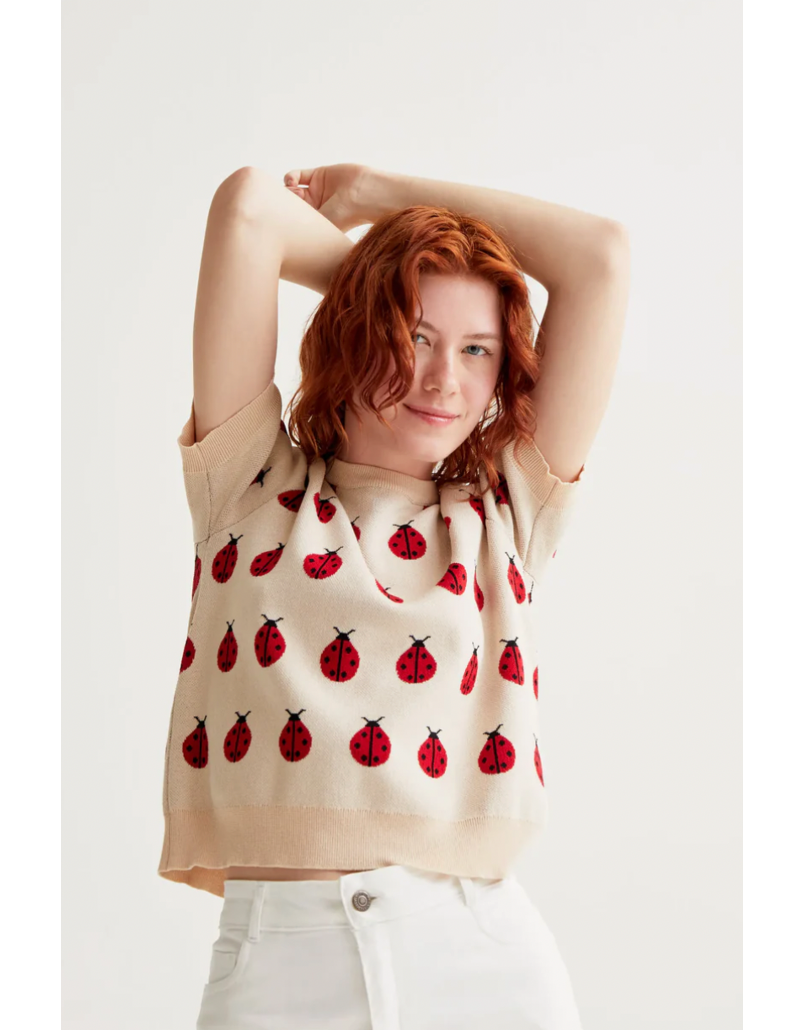 Compania Fantastica Compania Fantastica -  Ladybug Print Short Sleeve Sweater