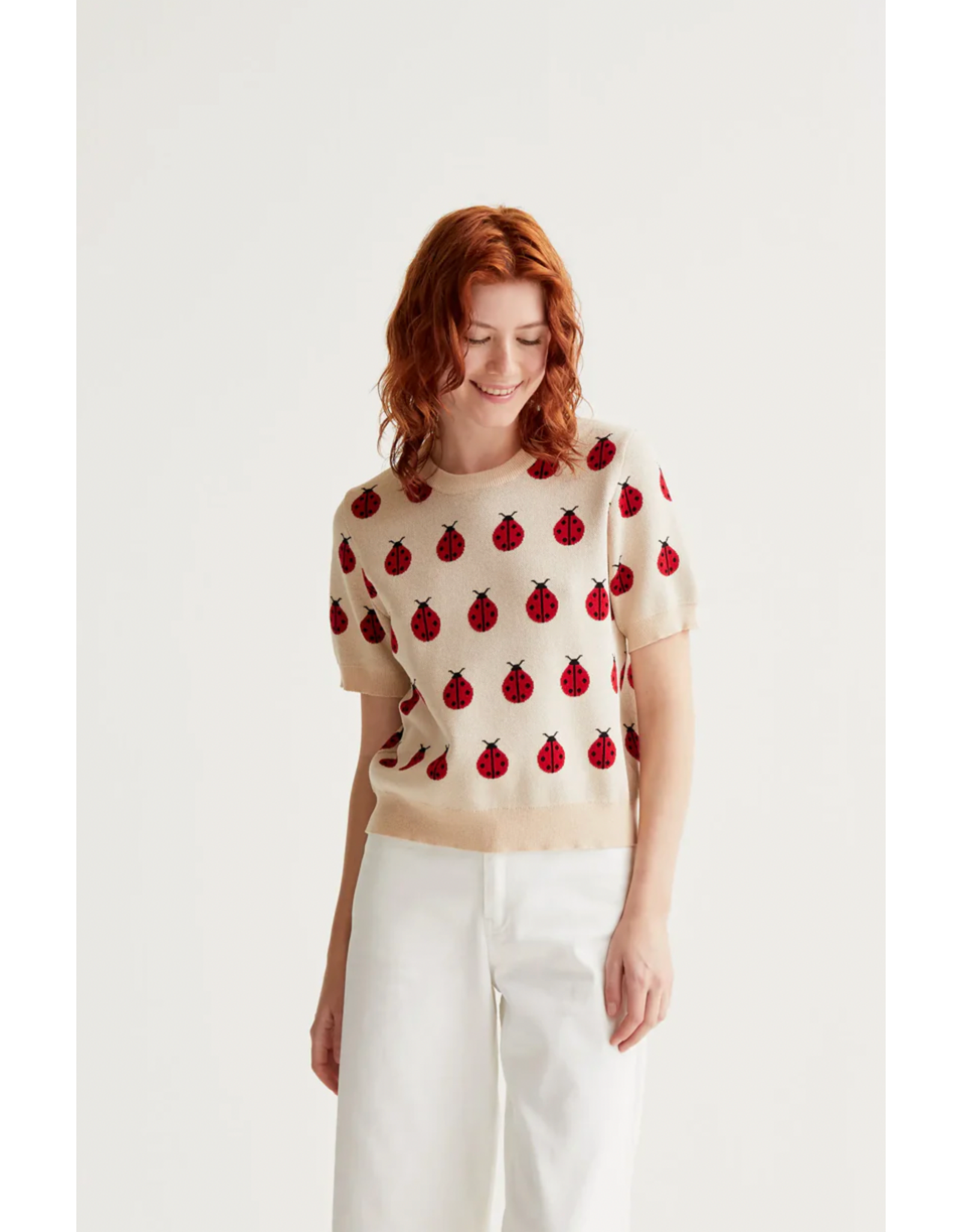 Compania Fantastica Compania Fantastica -  Ladybug Print Short Sleeve Sweater