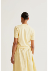 Compania Fantastica Compania Fantastica -  Short Sleeve Knit Top with Embroidered Flowers (Yellow)