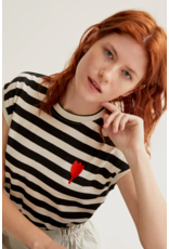 Compania Fantastica Compania Fantastica -  Striped Top with Tulip Embroidery (Black / White)