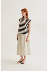 Compania Fantastica Compania Fantastica -  Striped Top with Tulip Embroidery (Black / White)