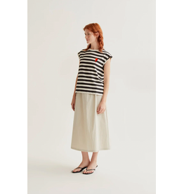 Compania Fantastica Compania Fantastica -  Striped Top with Tulip Embroidery (Black / White)