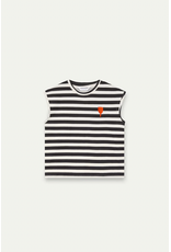 Compania Fantastica Compania Fantastica -  Striped Top with Tulip Embroidery (Black / White)