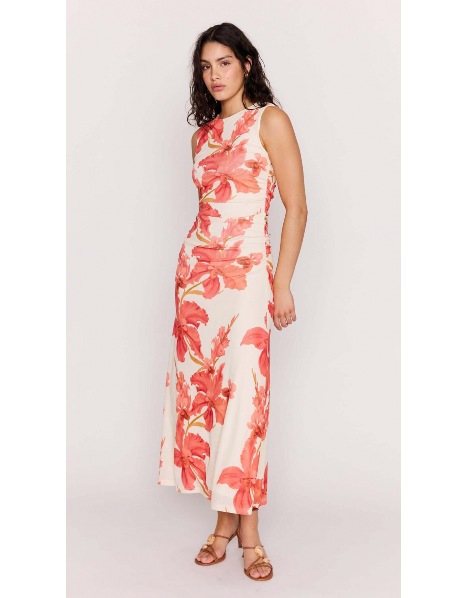 Mink Pink Mink Pink - Isla Mesh Midi Dress (Peach Hibiscus)