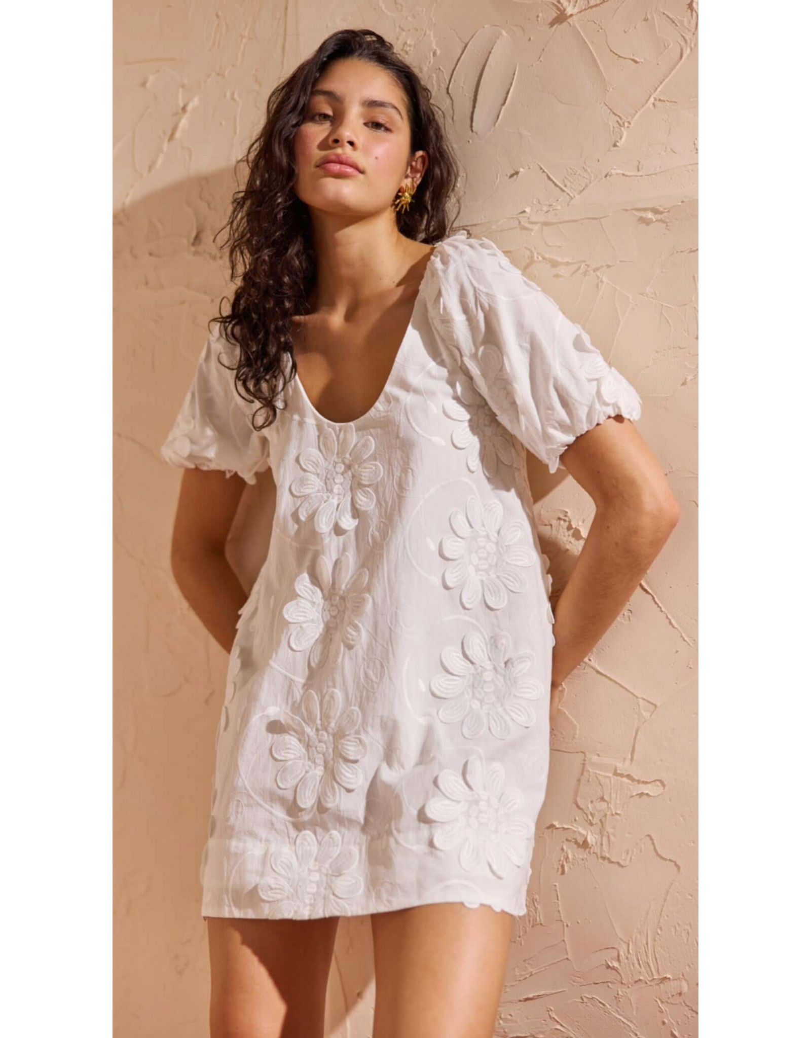 Mink Pink Mink Pink - Alessia Smocked Mini Dress (White)