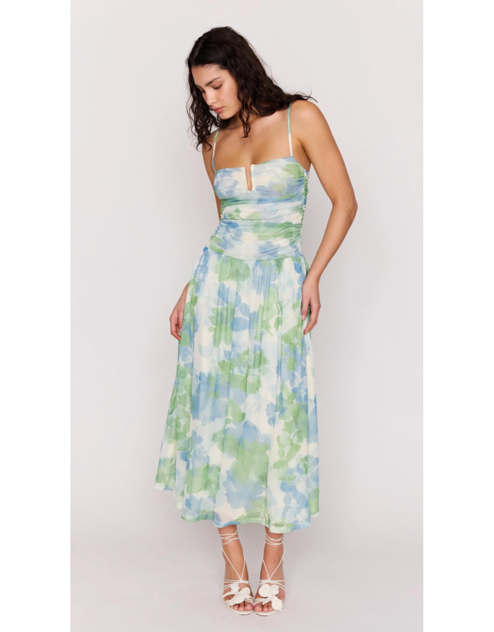 Mink Pink Mink Pink - Carrie Mesh Maxi Dress (Watercolour Floral)