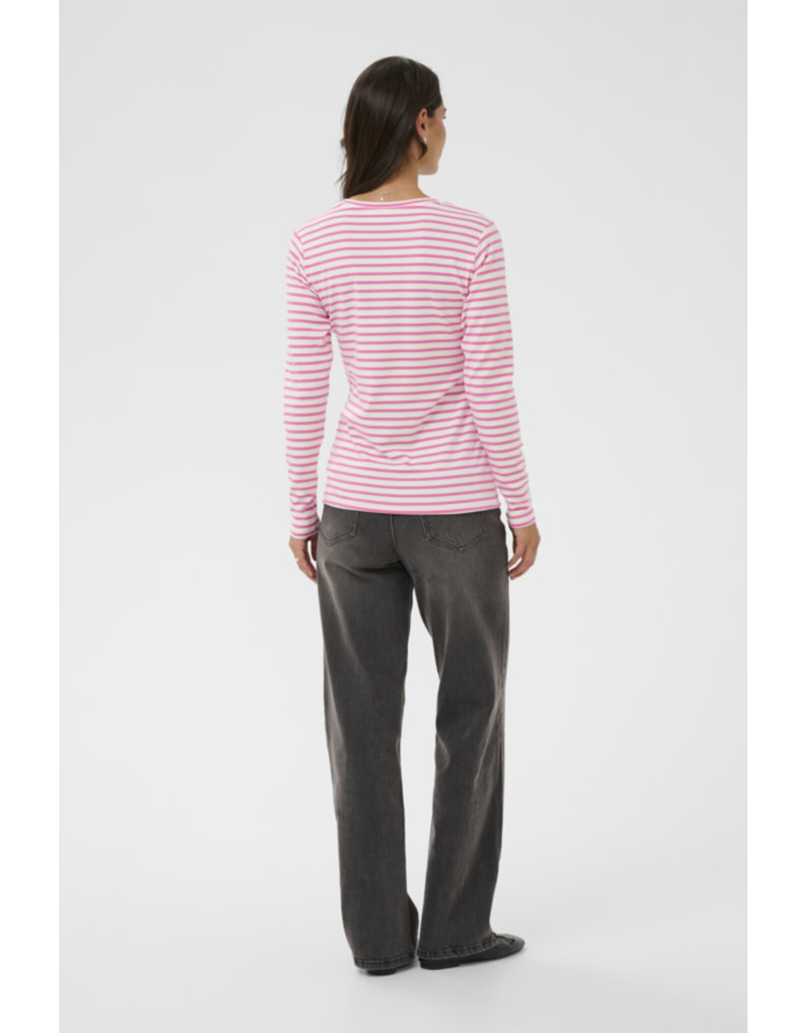 Kaffe Kaffe - Liddy Striped Long Sleeve Shirt (Chalk / Pink)