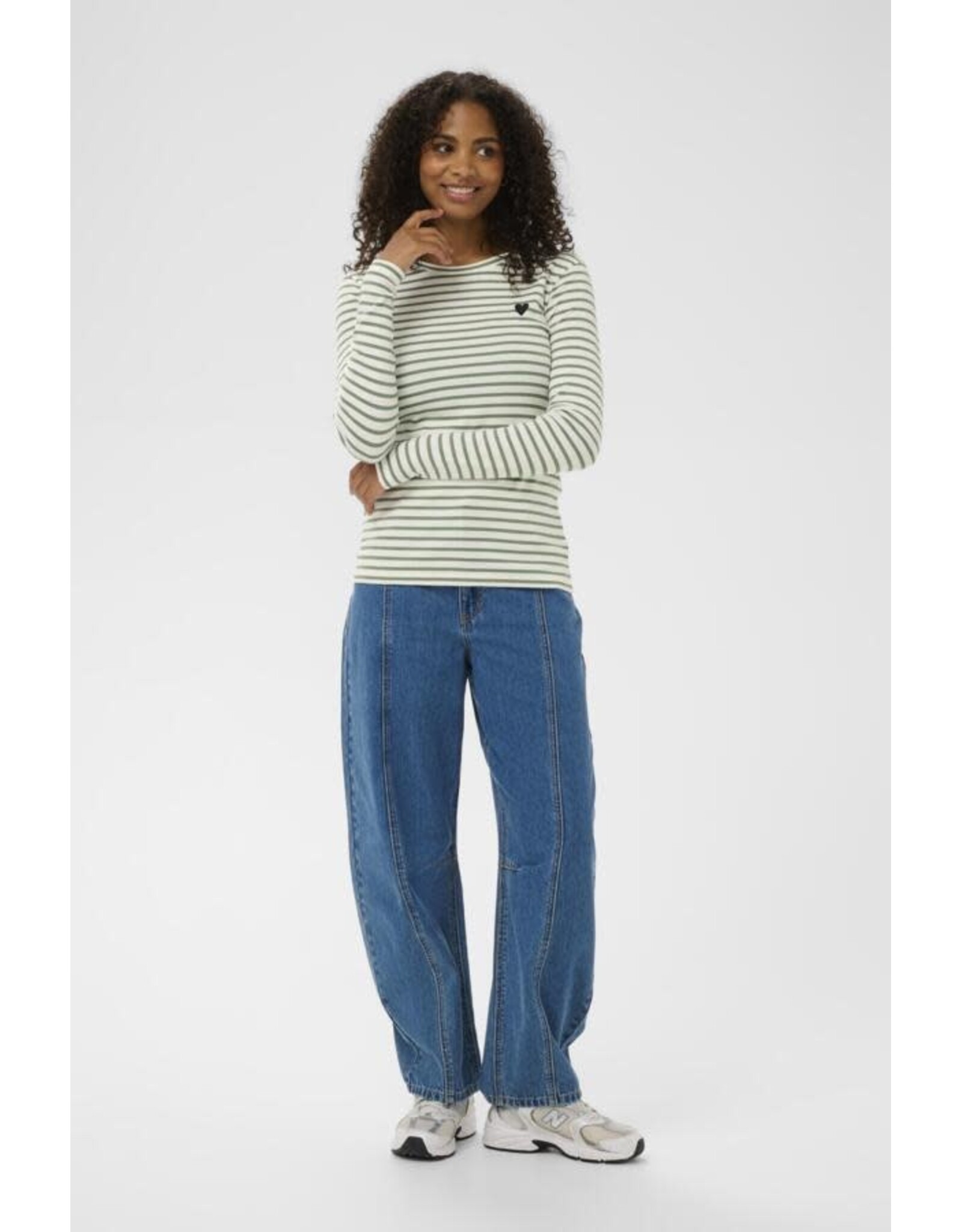 Kaffe Kaffe - Liddy Striped Long Sleeve Shirt (Chalk / Sea Spray)