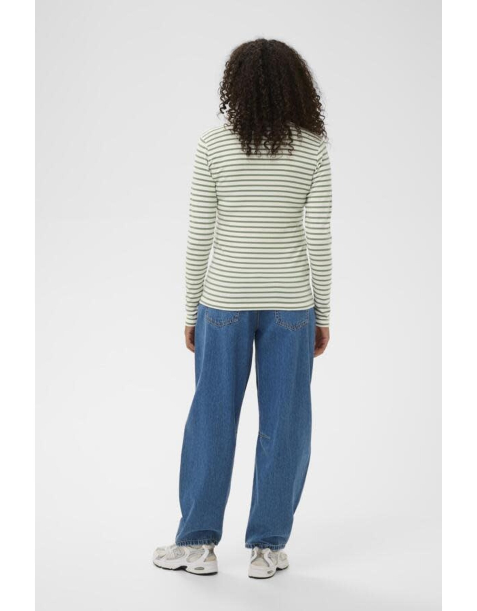 Kaffe Kaffe - Liddy Striped Long Sleeve Shirt (Chalk / Sea Spray)