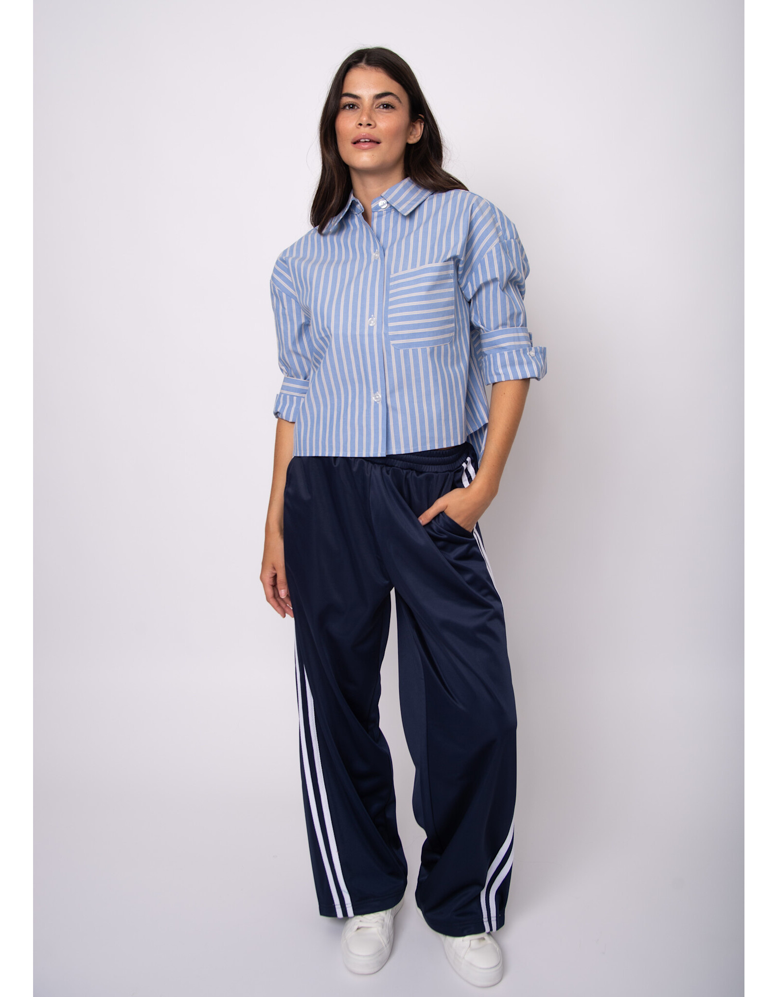 RD Style RD Style - Kerwin Crop Long Sleeve Shirt (Slate Blue)