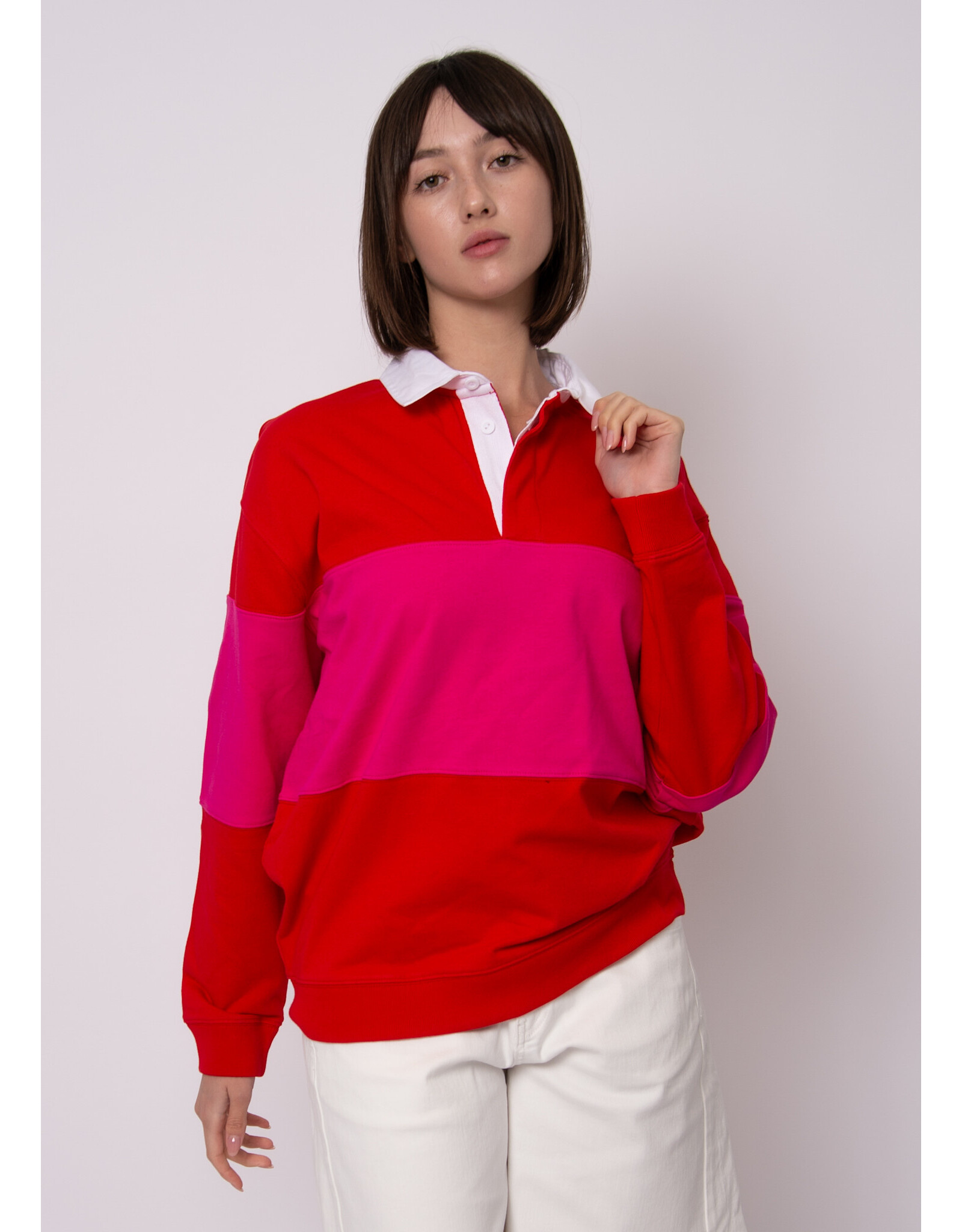 RD Style RD Style - Esther Cotton Soft Knit Long Sleeve Polo (Rouge Magenta)