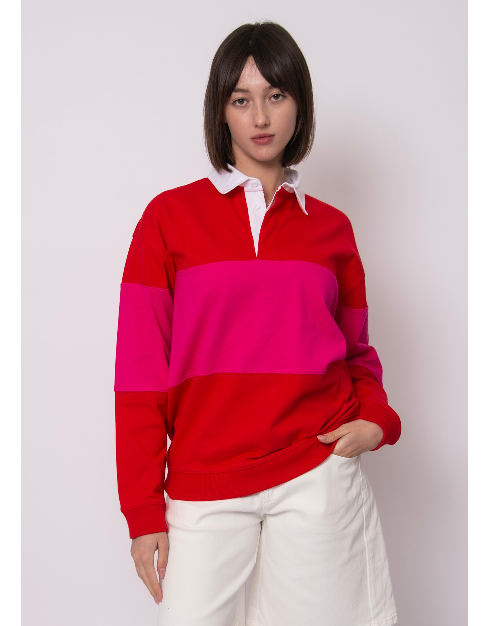 RD Style RD Style - Esther Cotton Soft Knit Long Sleeve Polo (Rouge Magenta)