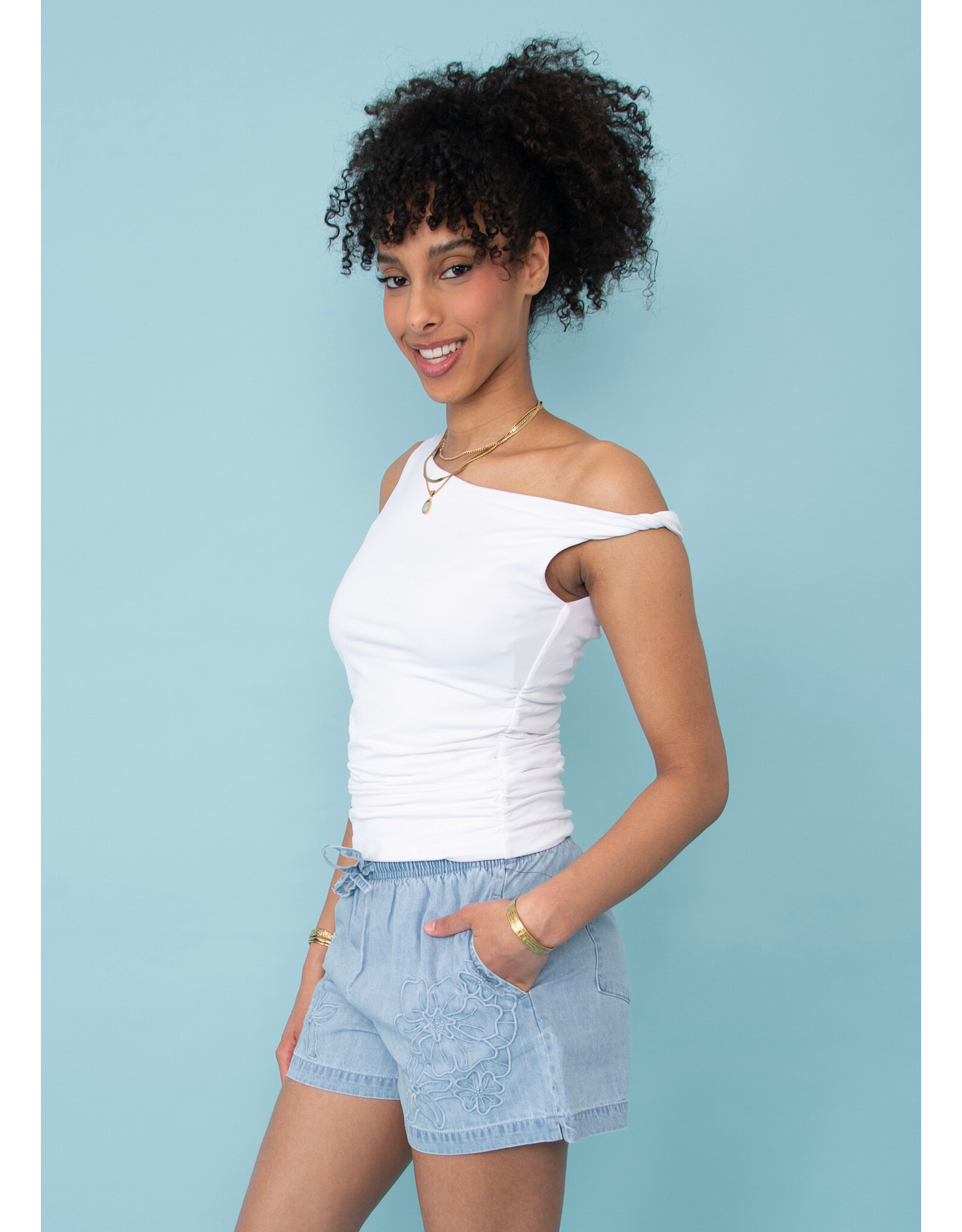 RD Style RD Style - Charlotte Ruched Tank (White)