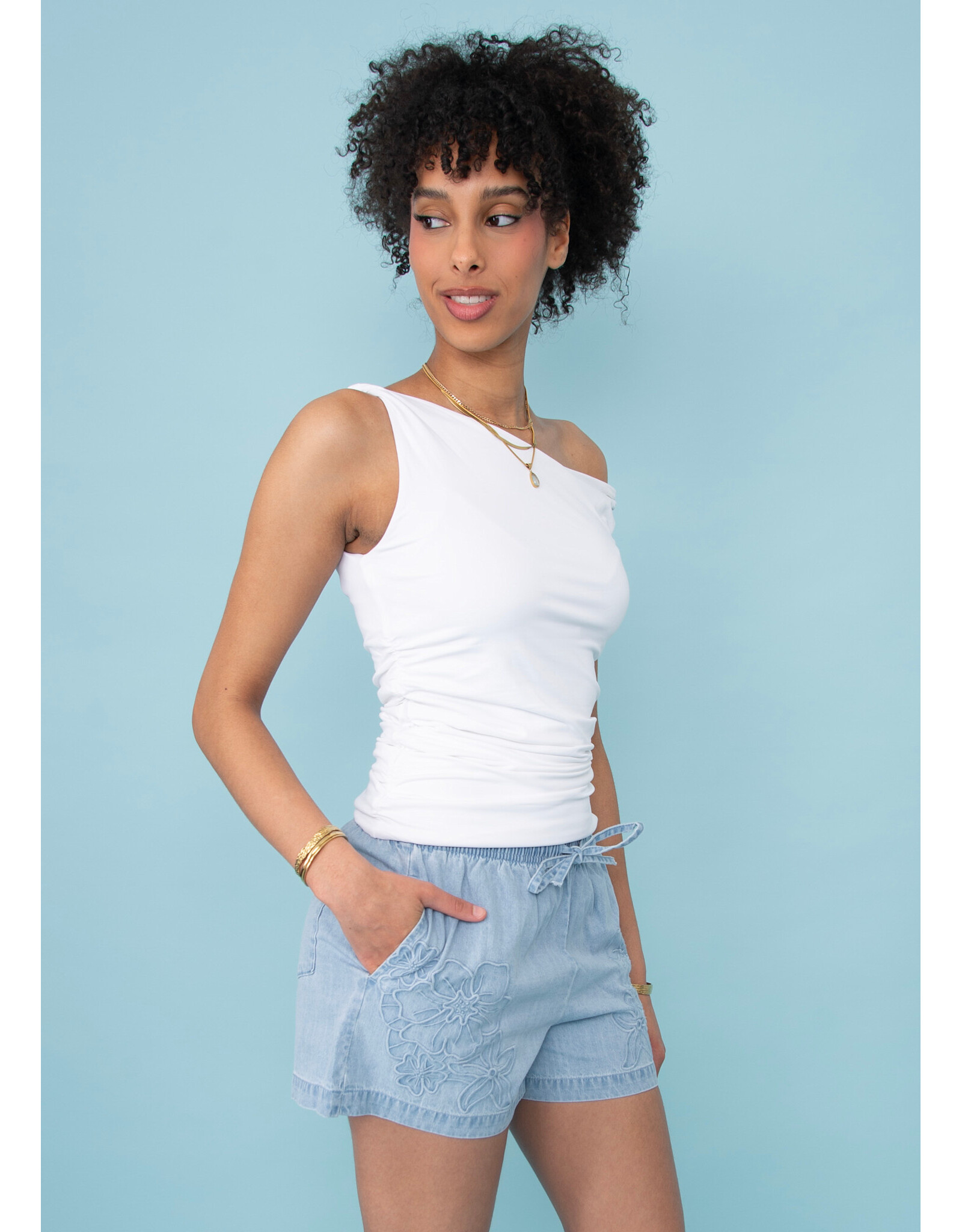 RD Style RD Style - Charlotte Ruched Tank (White)