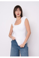RD Style RD Style - Tiara Rib Rounded Square Neck Bodysuit (White)