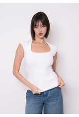 RD Style RD Style - Tiara Rib Rounded Square Neck Bodysuit (White)