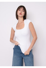 RD Style RD Style - Tiara Rib Rounded Square Neck Bodysuit (White)