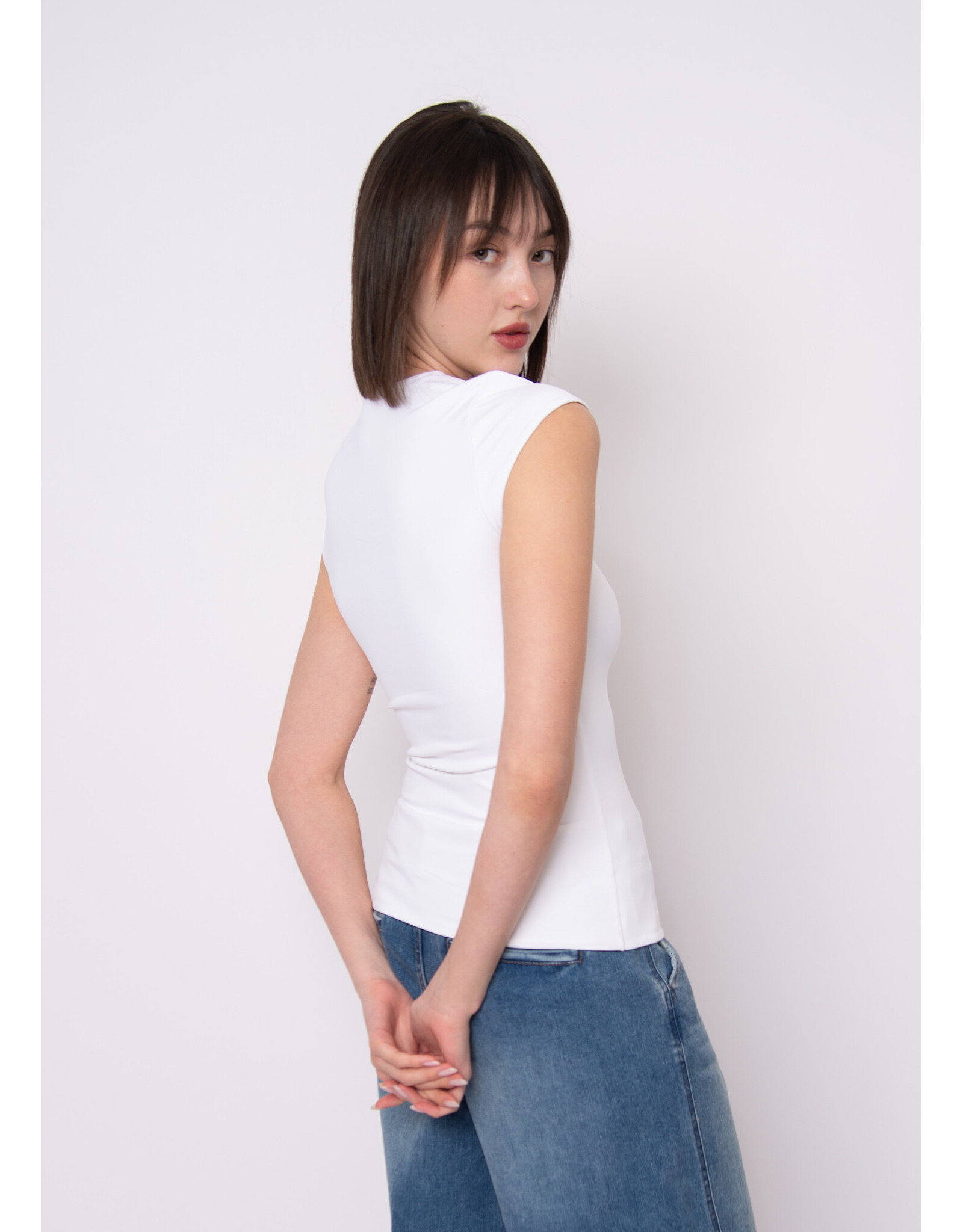 RD Style RD Style - Tiara Rib Rounded Square Neck Bodysuit (White)